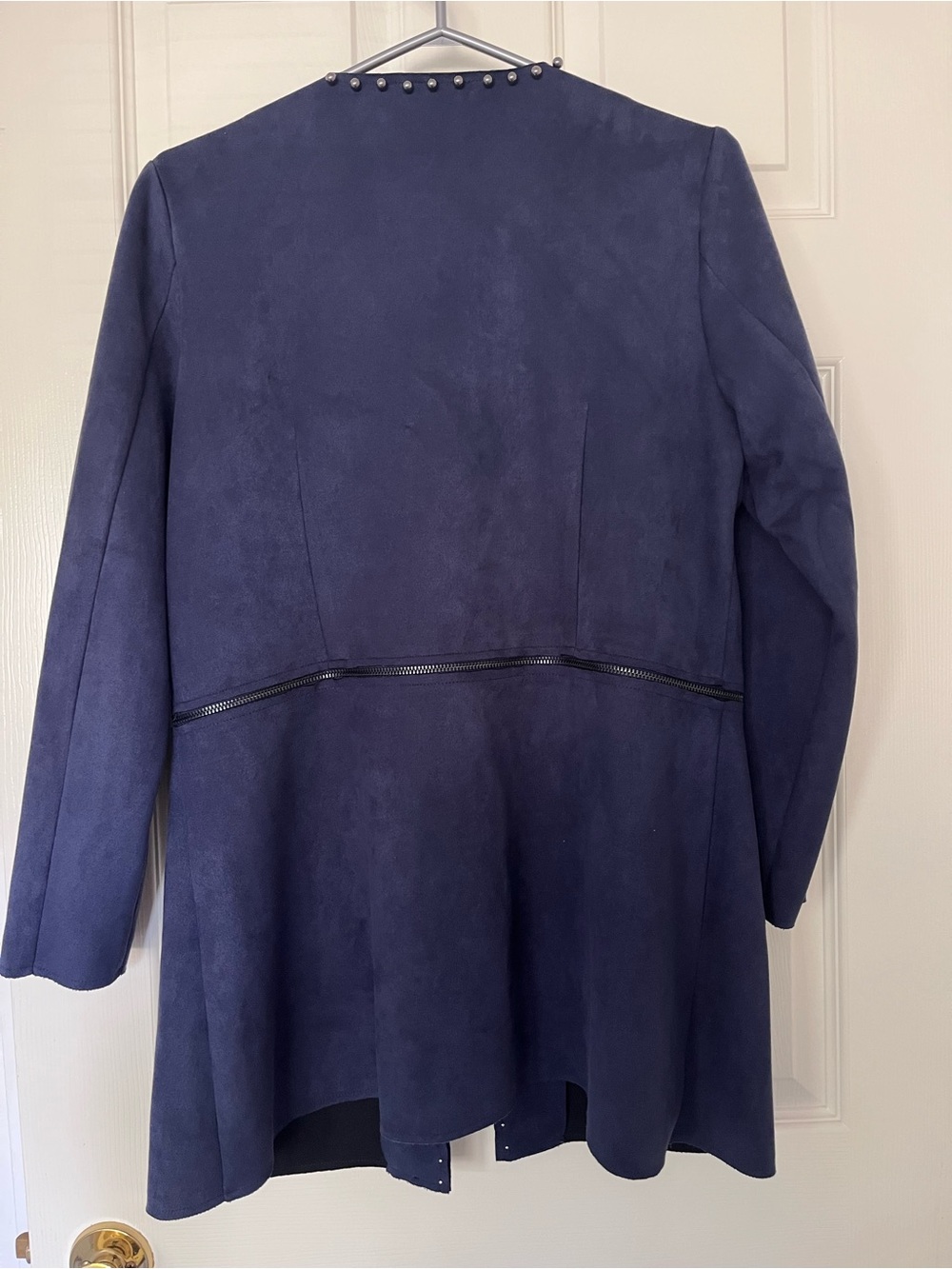 Laura Petites Navy Stud-Trim Longline Blazer - Picture 2 of 6